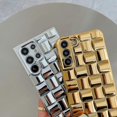 thumbnail image 2 of Woven Pattern TPu Leather Electroplated Silicone Case Compatible With Samsung Galaxy S24 Ultra, Slim Shockproof Case With Camera Protection, 2 of 5