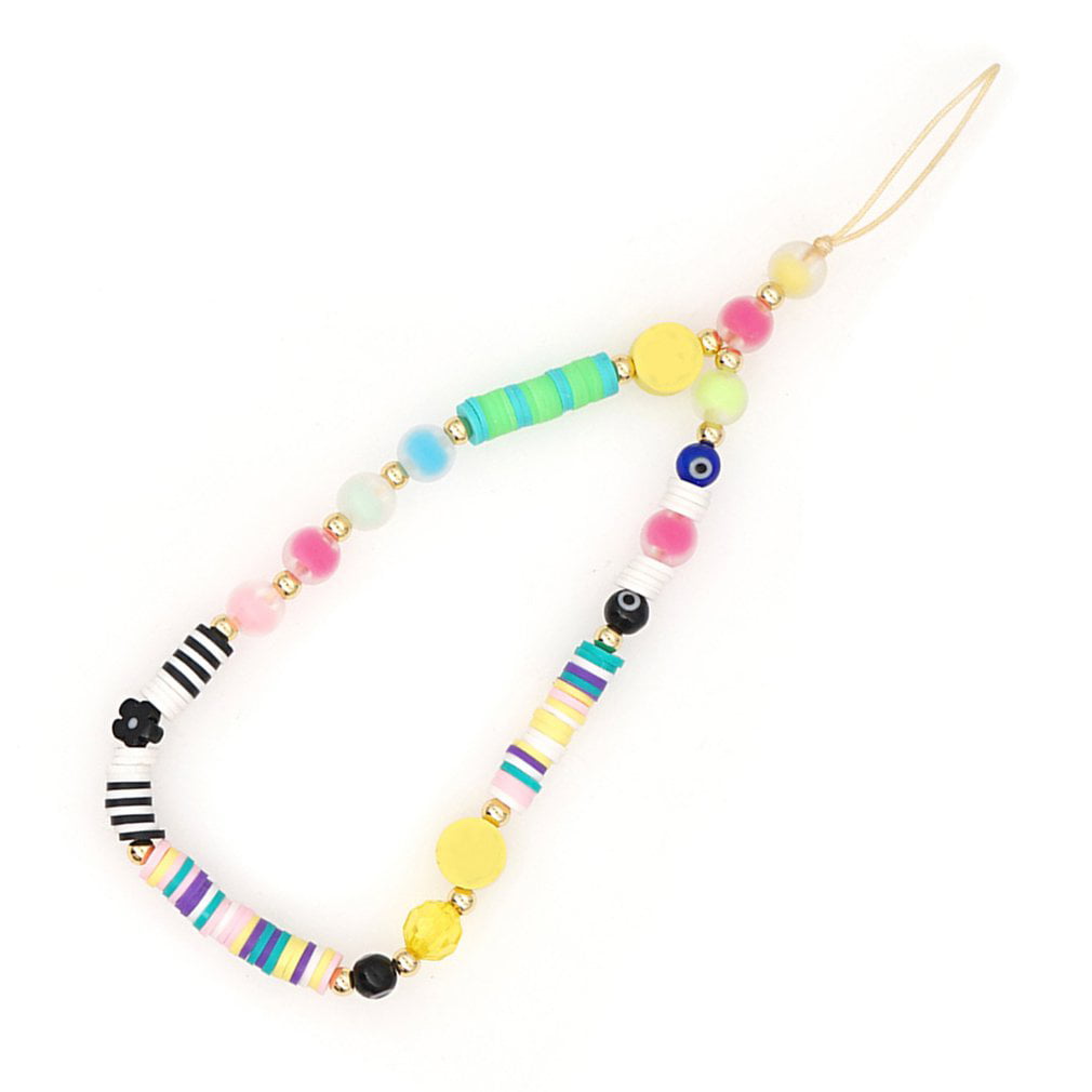 GemiusDesign Colorful Beaded Phone Chain Rainbow Color Phone Strap 5 inch Phone Bracelet