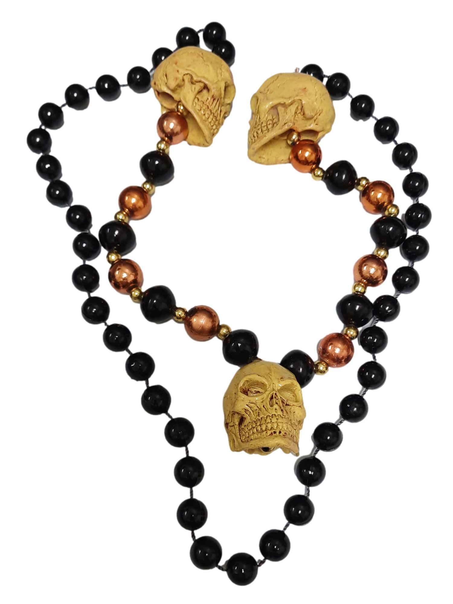  Robbstark Halloween Skulls Beads Necklaces Pirate Skull  Necklace Party Favors (12 Pcs) : Toys & Games