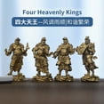 thumbnail image 2 of Handcrafted Four Heavenly Kings Statue Vintage Brass 2.68in Safety & Harmony Unique Gift for Home Altar, 2 of 13