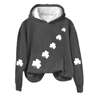 DondPO Chandail en Molleton de la Saint-Patrick pour Femmes, Chandail en Molleton Drapeau Américain, Chemise Drapeau Irlandais, Chandail en Molleton Surdimensionné pour Femmes, Gris, L en Solde!