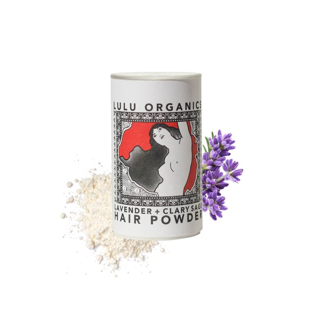 Lulu Organics Champú seco y polvo para el cabello Todo natural Sin parabenos Sin talco Ideal para cabello graso Tamaño de viaje Lavanda y salvia 1 oz