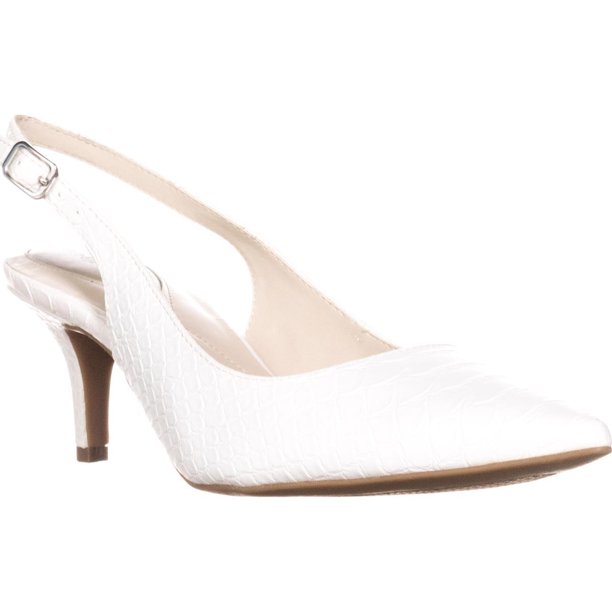 A35 - Womens A35 Babbsy Slingback Kitten Pointed-Toe Heels, White ...