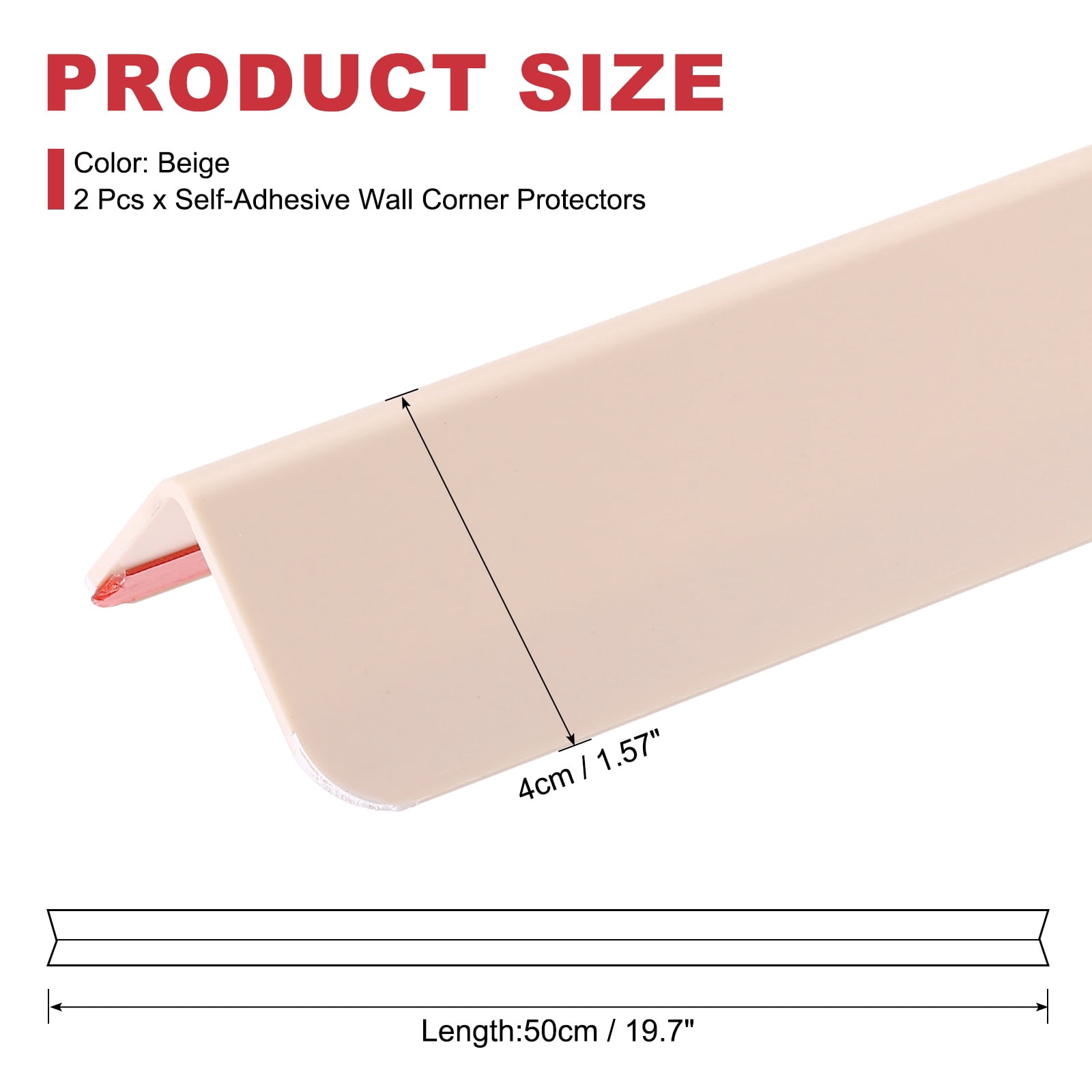 Uxcell 2Pcs Wall Corner Protector, 50cm x 4cm Self Adhesive Corner Guards for Door Wall Table Cabinet, Beige