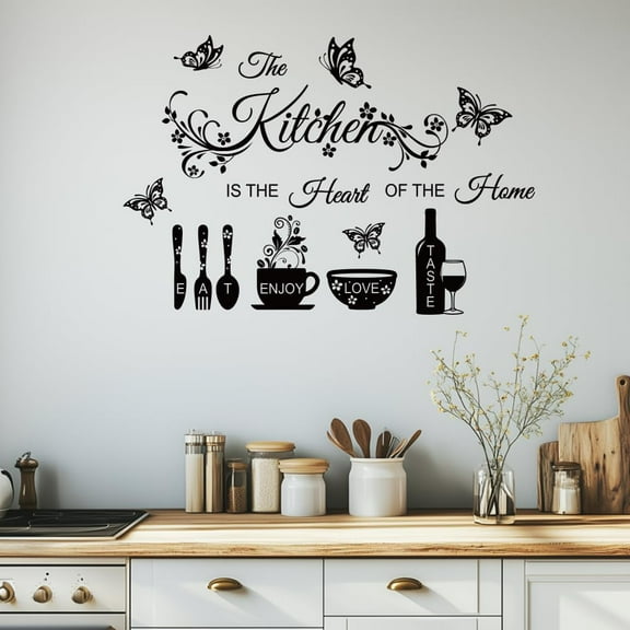 Wall Stickers Kitchen Quote Peel and Stick Wall Decals 2 Sheets Removable Art Decor for Bedroom Nursery Playroom Bathroom Office Decoration Silver