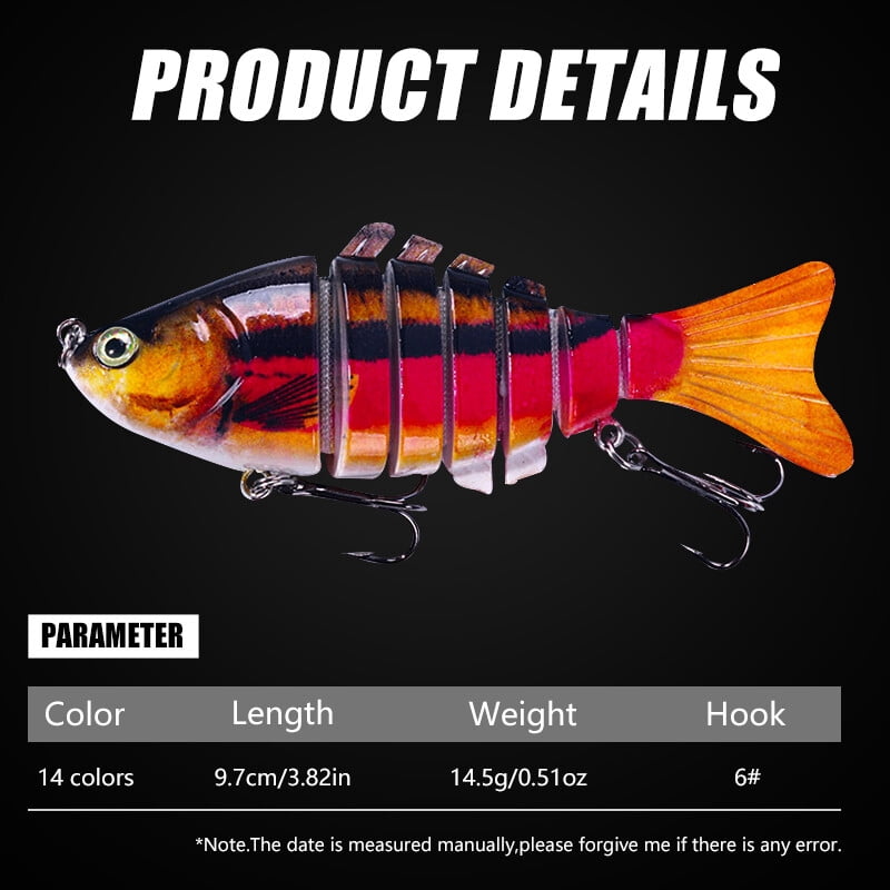 14PCS Lot Jointed Fishing Lure Swimbait Artificial Bait Wobblers 7 Segment USA