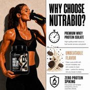 NutraBio Whey Protein Powder Isolate Supplement – 25g of Protein Per Scoop with Complete Amino Acid Profile - Soy and Gluten Free - Zero Fillers and Non-GMO -Cookies & Cream - 20 Servings