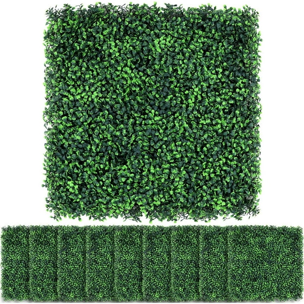 JJX 10PCS 20" X 20" Artificial Boxwood Topiary Hedge Plant Grass