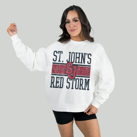 Women's Gameday Couture White St. John's Red Storm Fair Catch Pullover Sweatshirt
