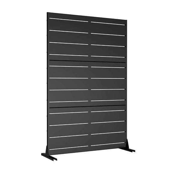 MAYEERTY 72"x47"x16" Outdoor Privacy Screen with Stand Metal Balcony Decorative Screen,Black