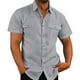 thumbnail image 4 of Camisa con Botones para Hombre Manga Corta Doble Bolsillo Color Puro Transpirable Camisa Informal para Hombre para Fiesta de Trabajo Diaria Gris L, 4 of 6