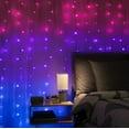 thumbnail image 4 of Cortinas de luz, cortina de fondo LED en cascada que funciona con pilas para dormitorio, boda, decoración o Navidad (arcoíris), 4 of 5