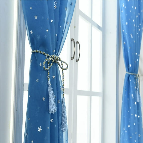 Niceauty Blue Voile Curtains 2pcs Lightweight Sheer Tulle Drapes for Bedroom and Living Room Home Decor