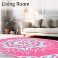 thumbnail image 2 of ODIKA 3x5 Machine Washable Non-Slip Area Rug, Starburst Medallion Array Showcasing Radiant Symmetry High Traffic Rug, Pink, 530159, 2 of 7