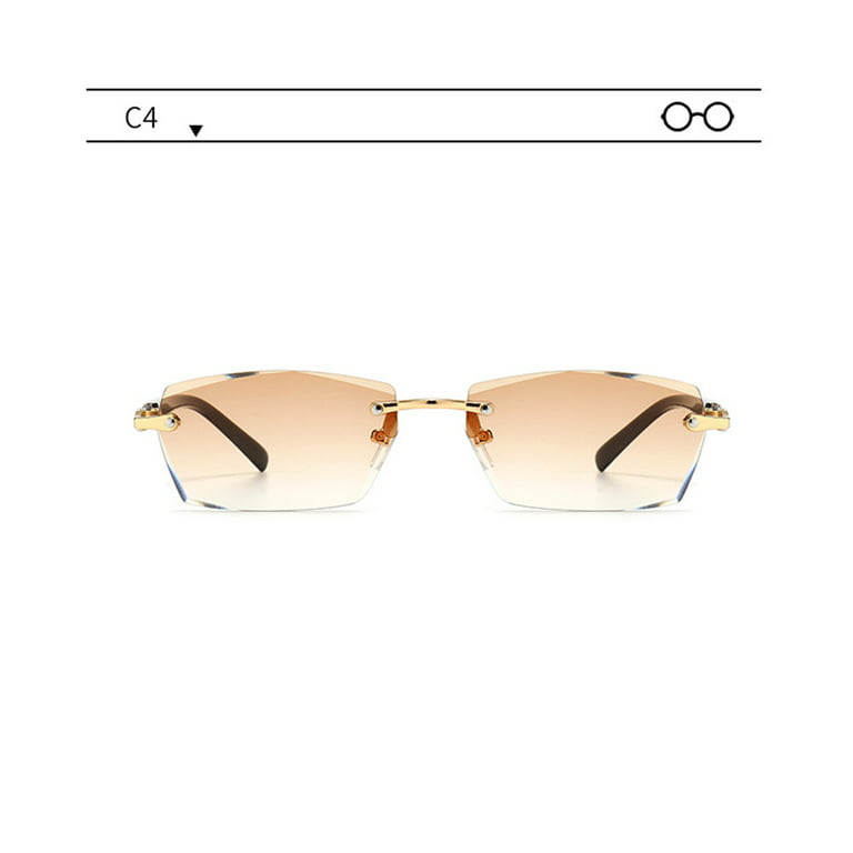 Trendy Rimless Mirrored Sunglasses Men Square Glasses for Fashion Crystal  Eyewear C4 