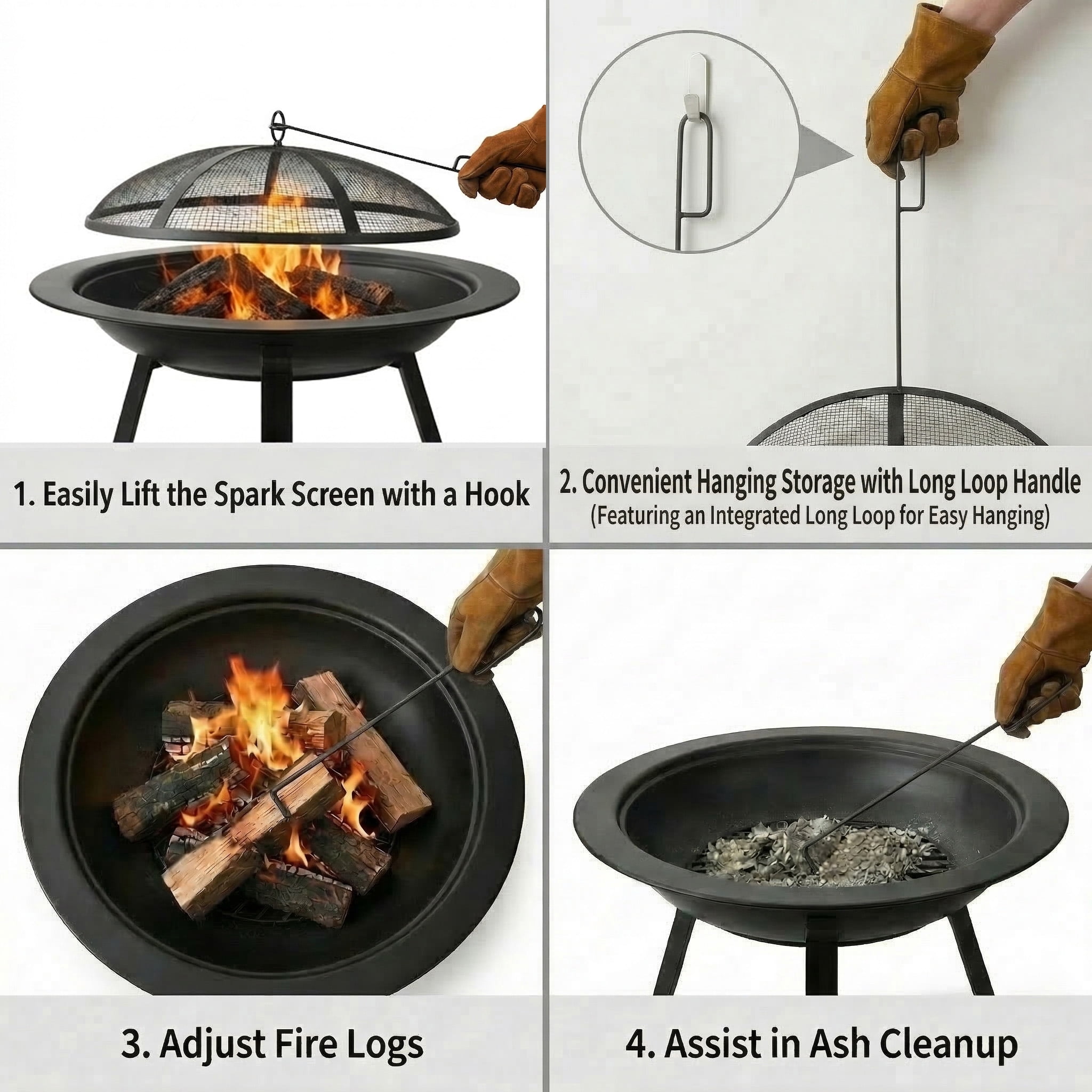 Fire Pit for Outside Wood Burning 28’’ Fire Pit Wood Burning