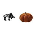 thumbnail image 1 of Escultura moderna de toro de resina y cojín de calabaza de Halloween. Pieza decorativa coleccionable para la entrada, mesa, sofá, cama o dormitorio., 1 of 8