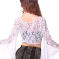 thumbnail image 6 of IUJSOY Wrap Bell Long Sleeve for Women Floral Lace Tie Front Crop Cardigan Belly Dance, 6 of 7