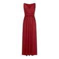 thumbnail image 2 of UPPADA Womens 2026 formal Evening Gowns Maxi Dress Cocktail Party V Neck Sleeveless Wedding Guest Long Elegant Dress Pleated Loose Dresses Wine,XXL, 2 of 5