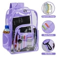 thumbnail image 4 of SANMADROLA Waterproof Clear Backpack Heavy Duty PVC Transparent Large Capacity Backpack with Reinforced Strap for School, Work, Stadium, Travel, Security, Festival, College (Light Purple), 4 of 6