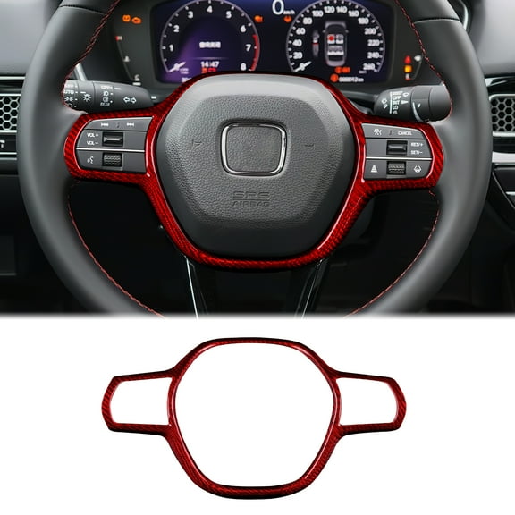Dry Carbon Fiber Car Steering Wheel Panel Frame Cover For Honda Civic 11th Gen CRV Accord 2022-2024 Interior Accessories.