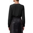 thumbnail image 3 of INSPIRE CHIC Women's Button Down Bodysuit Long Sleeve V Neck Classic Business Work Shirt Top 2XL Black, 3 of 5