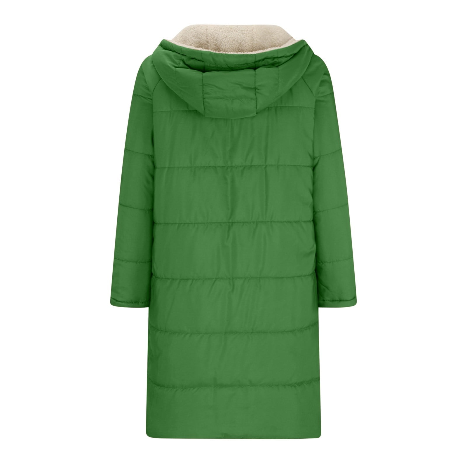 BiZtdJrK Women's Oversized Long Coat Plush Lining Reversible Zipper Puffer Jackets Long Sleeve Hooded Down Outerwear with Pocket 2024 Fall Winter Warm Clothes 90 Percent off Clearance Sale Green M