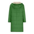 thumbnail image 6 of Eryao Green Long Fleece Hoodie Jacket Women Winter Reversible Puffer Coat, Thicken Warm Sherpa Fleece Lined Oversized Parka Jackets with Pockets,M, 6 of 7