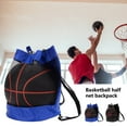 thumbnail image 2 of Basketball Backpack Half Net Drawstring Mouth Storage Ball Portable Adjustable Straps Backpack for Sports, 2 of 10