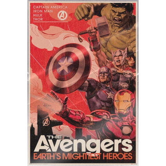 The Avengers - Marvel Comics Propaganda Poster (Earth's Mightiest Heroes) (Size: 24" x 36") (Laminated Poster)
