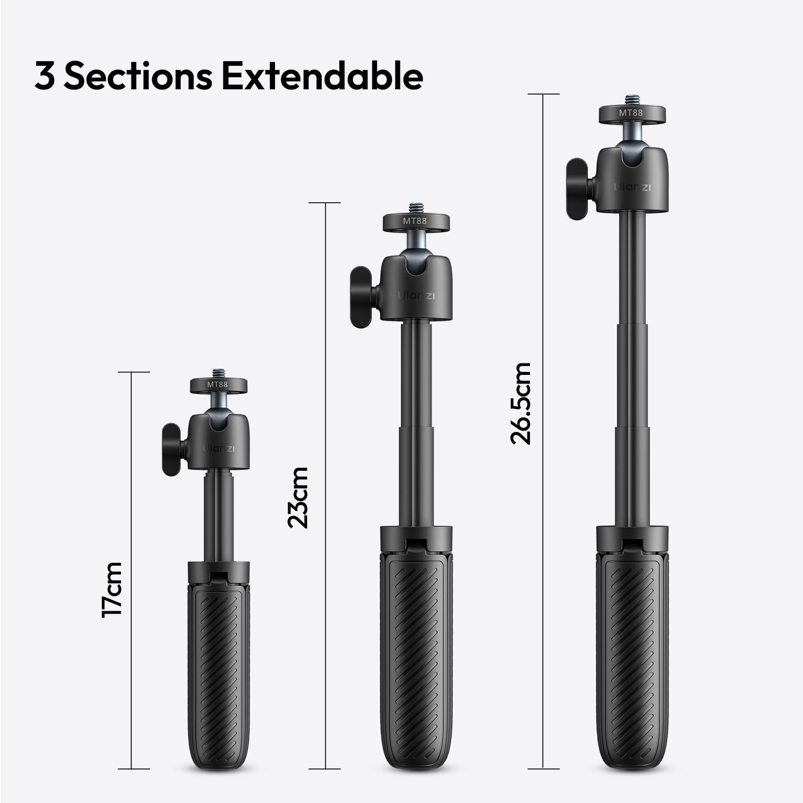 Ulanzi MT88 ClipMate Tripod 3-in-1 Versatility Backpack Clip Mode Selfie Stick Mode Extendable Tripod Mode with 360° Ball Head