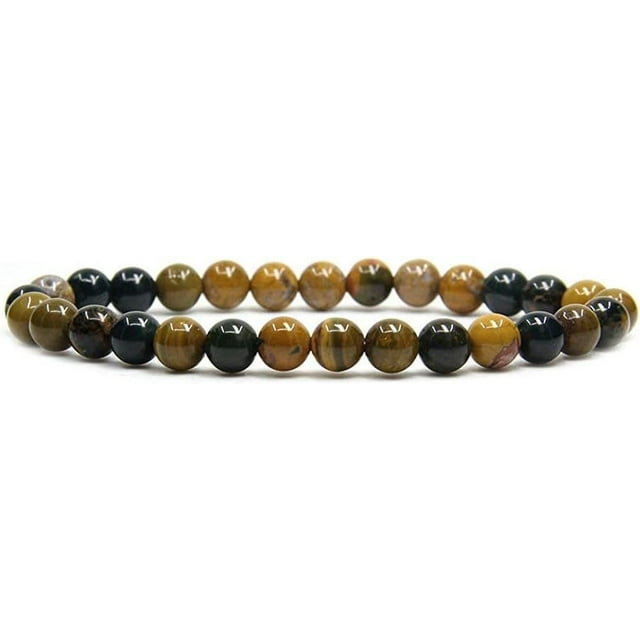 Angelstones Bracelet Extensible Unisexe en Perles Rondes de 6 mm en Agate Océan Naturelle