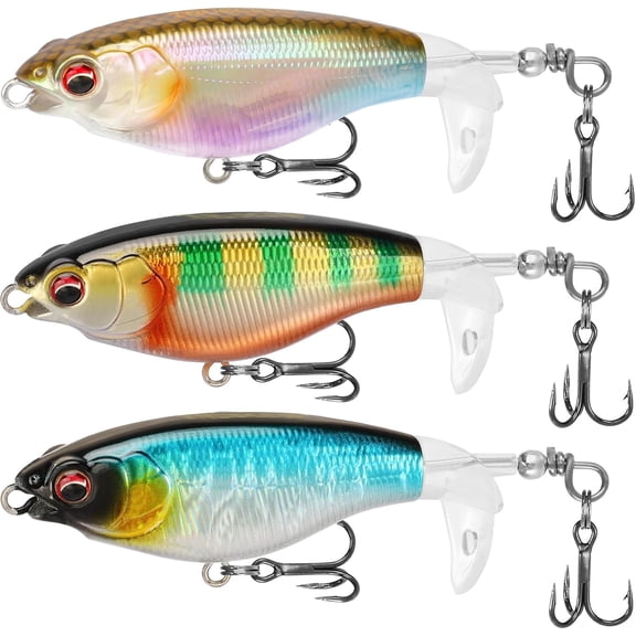 Popobait Easy Catch Fishing Lures with BKK Hooks, Instant Startup, Longer Cast, Balanced Spray/Sound/Swim, Plopper Topwater Lures for Bass, Trout, Pike, Walleye, Freshwater Saltwater Fishing