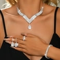 thumbnail image 2 of AEXTO Rhinestone Choker Jewelry Set Silver V-Shaped Crystal Collar Necklace Earrings Sets for Women, 2 of 8