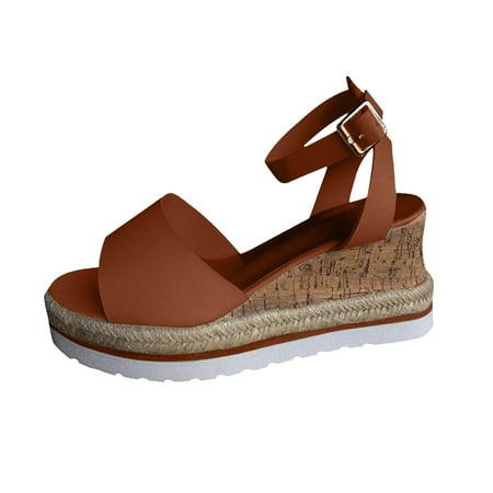 

Goxfaca Wedge Sandals Casual Summer Ankle Strap Shoes for Women