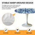 thumbnail image 2 of Elastic Fitted Round Tablecloth, Navy Blue Vintage Waterproof Stretch Table Cover for 55"-60" Tables, Stripes Painting Retro Abstract Art Washable Outdoor Tablecloths for Patio, Picnic, Camping, 2 of 9