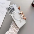 thumbnail image 5 of Magnetic Case for iPhone 14 Plus, Compatible with Magsafe Cute Glitter Clear for Women Girls Luxury Protective Shockproof Camera Protection Slim TPU Phone Case for iPhone 14 Plus Sliver YX, 5 of 8