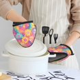 thumbnail image 6 of Non-Slip Mini Oven Mitts With Duck Beak Design Are Easy To Take Off And Wear And Easy To Hang For Oven Pot Tripod Barbecue Casserole Darkmagenta Tie-Dye Background Rainbow Colors (2) 2pcs, 6 of 7