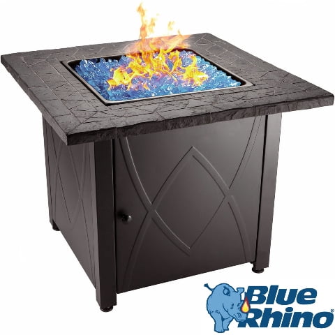 Blue Rhino Outdoor Propane Gas Firepit (Blue Fireglass) by