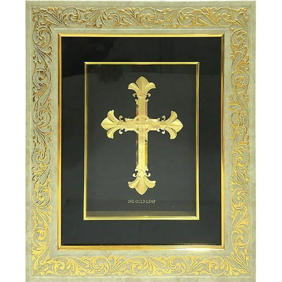 Gold Leaf Picture in Frames Cross 15"x13"