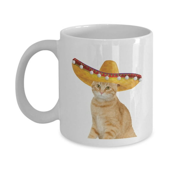 Fiesta Cat Mug - Funny Tea Hot Cocoa Coffee Cup - Novelty Birthday Christmas Gag Gifts, Ceramic Mug 11Oz