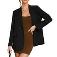 thumbnail image 4 of VBARHMQRT Green Blazer Women's New Lapel Slim Fit Cardigan Temperament Fashion Suit Coat Plus Size Blazer 3/4 Sleeve Blazer for Women Trendy Night, 4 of 7