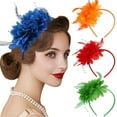 thumbnail image 3 of 1900S Flapper Feathered Flower Hairband For Carnivals Party Antique Hair Decors, 3 of 8
