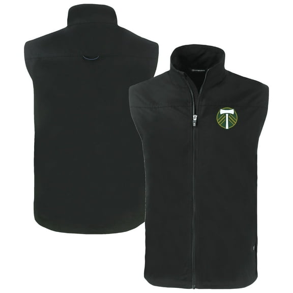 Men's Cutter & Buck Black Portland Timbers Big & Tall Charter Eco Recycled Full-Zip Vest