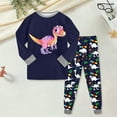 thumbnail image 2 of Hessimy Toddler Boys Girls Summer Cute Cartoon Print 2Pcs Thermal Underwear Warm Spring Clothes Set, Summer Thermal Wear(Navy,8-9 Years), 2 of 5