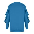 thumbnail image 4 of Hfyihgf Womens Crewneck Sweatshirts Long Sleeve Casual Tops with Ruffle Sleeve Fall Winter Clothes Soft Trendy Pullover Shirts(Blue,L), 4 of 4