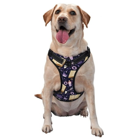 Yiaed Lavender Flowers Print Dog Harness No-Pull Pet Harness Adjustable Padded Dog Vest Reflective No-Choke Pet Oxford Vest with Easy Control Handle-Small