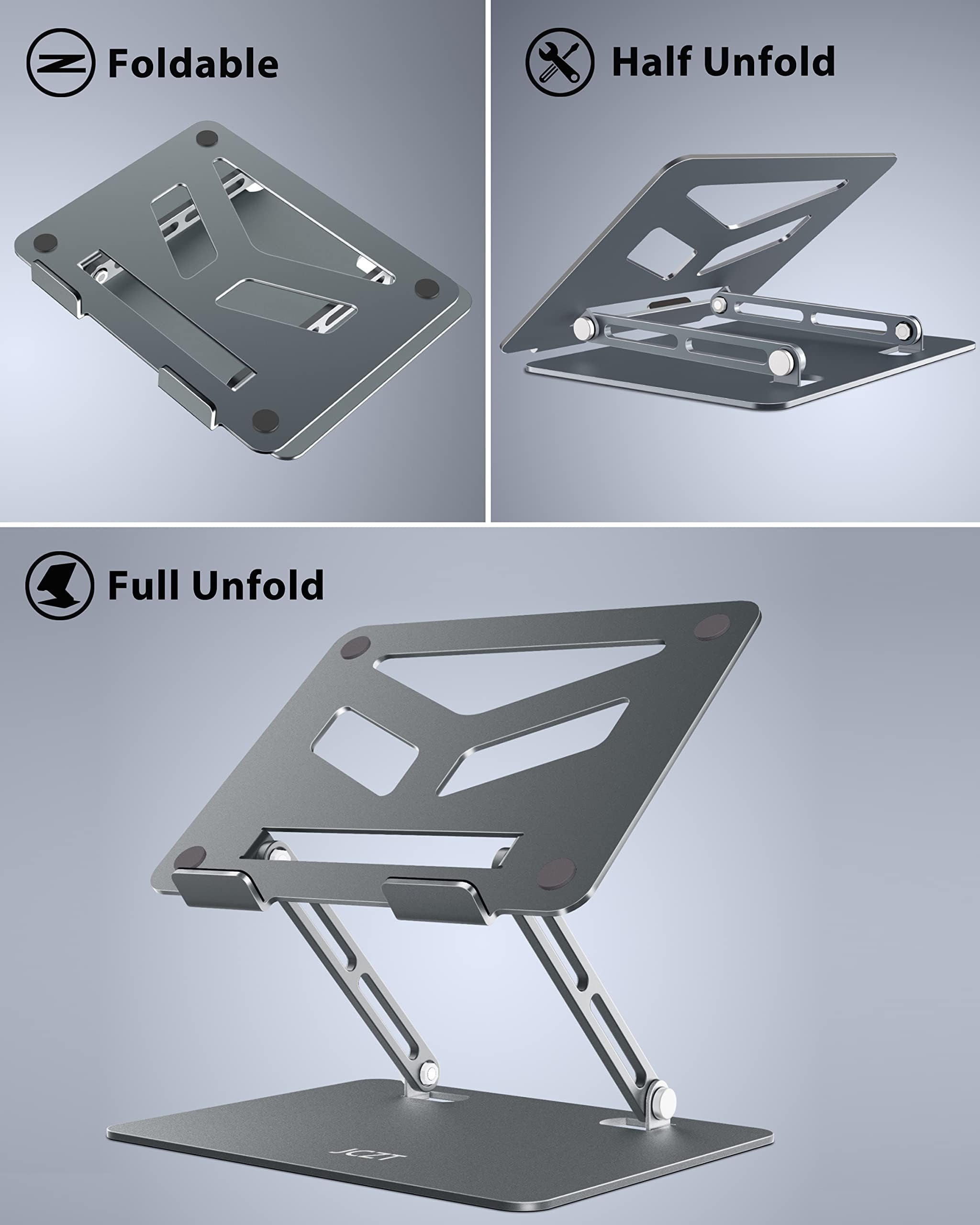 Aluminum Laptop Stand  For Desk Adjustable Height Computer Stands Compatible With Macbook Air Pro More All 10-16'' Notebooks Laptops Classic Grey
