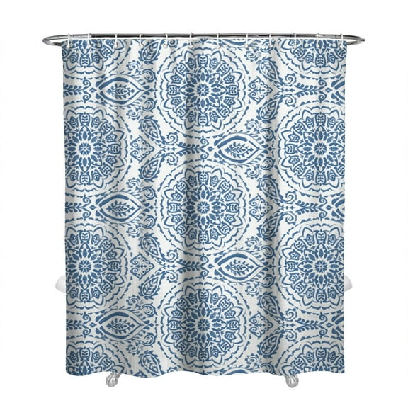 Extra Long Boho Shower Curtain 72x84 Inches - Vintage Floral & Tropical Leaves Pattern, Waterproof Bohemian Bathroom Decor with 12 Hooks, Tribal Rustic Style