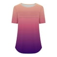 thumbnail image 5 of Ashirexll Shirts for Women, Womens Short Sleeve Tops, Women's Short Sleeve Round Neck Pullover Chest Pleated Gradient Color Printed Top, 5 of 5